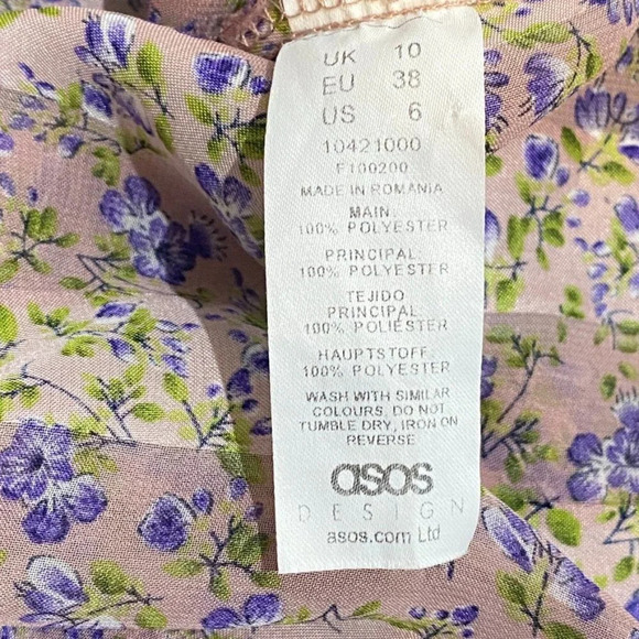 ASOS Curve Blouse Size 6 Floral Print Batwing Sleeves Ruffles Silky - Picture 15 of 17